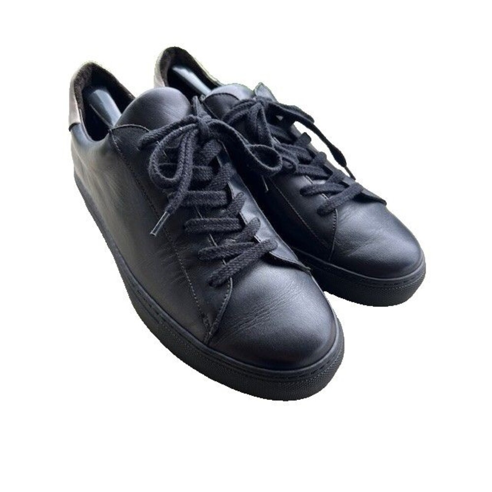 G. Brown Mn’s sz 9.5M Puff Leather Sneakers 2565 Black/Black